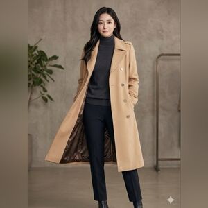 Elegant Calvin Klein Tan Women's Knee Higj Coat